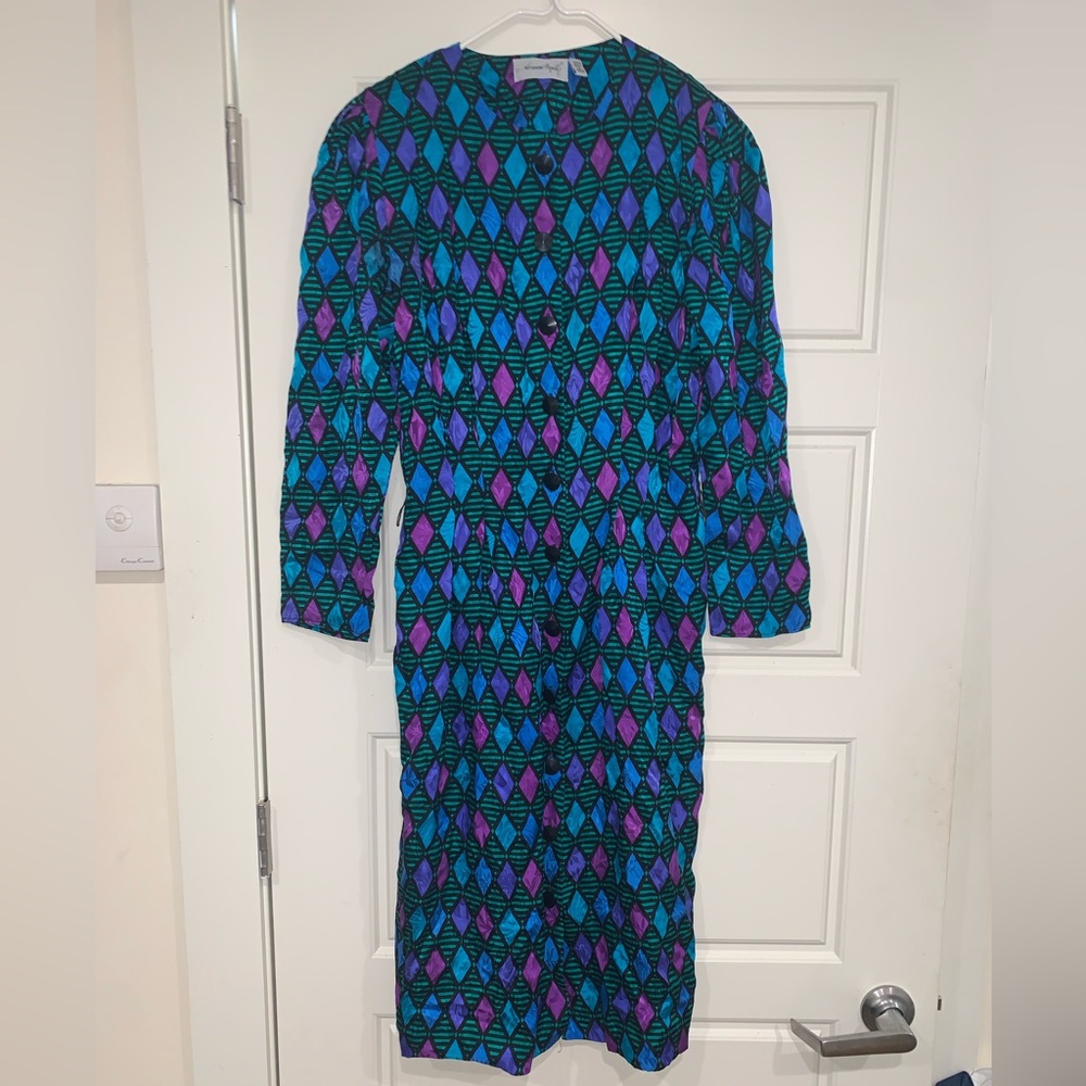 Adrianna Papell vintage 80s 90s silk dress size 8